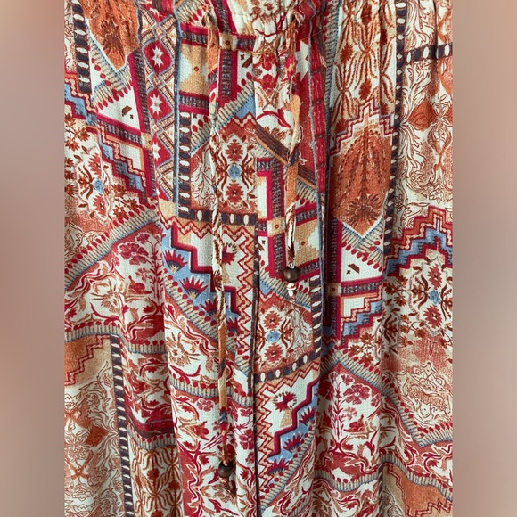 Rachel Zoe Aztec Boho Pattern Flowy Wide Leg Cropped Pants size M - Picture 5 of 5